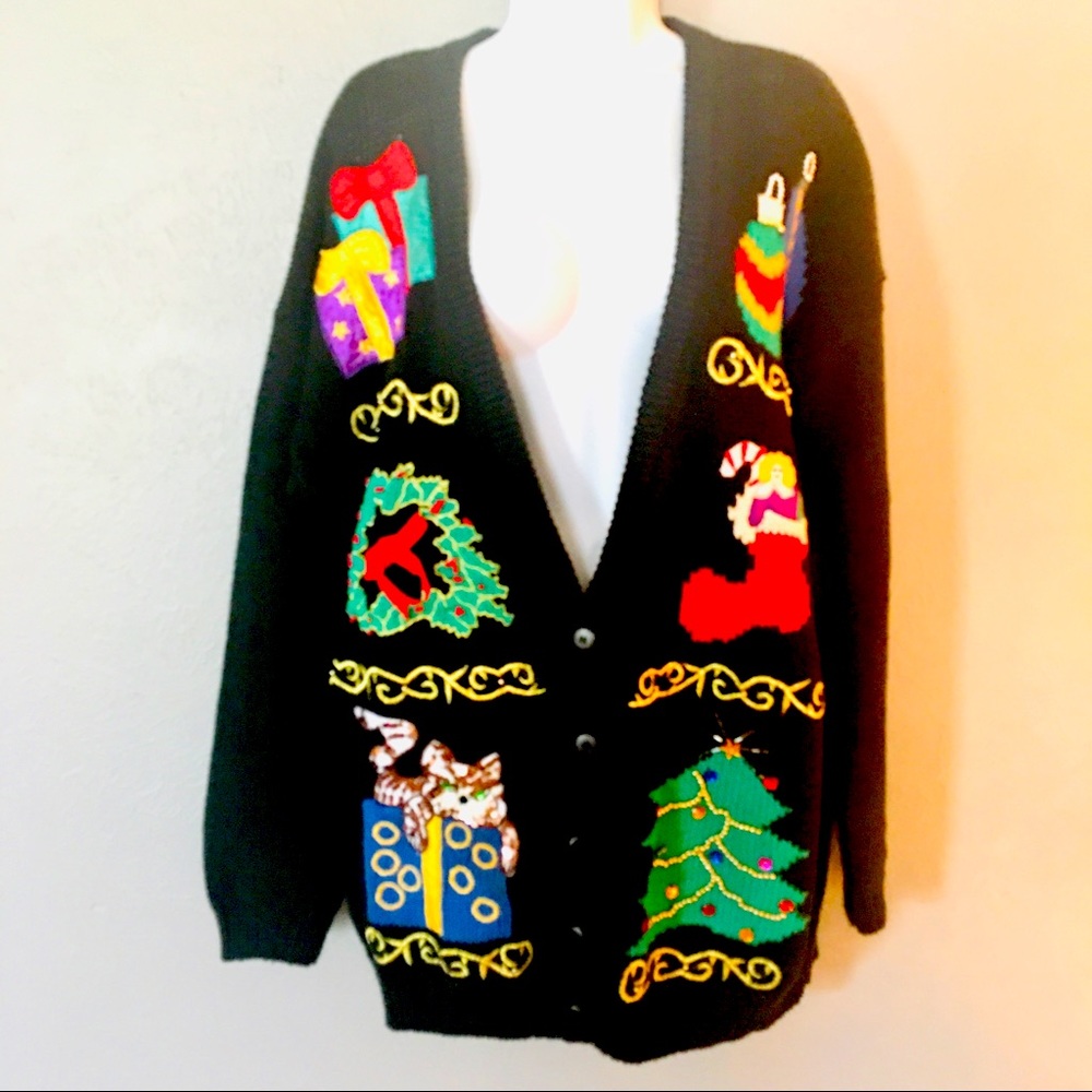 Vintage Ugly Christmas Sweater Cardigan